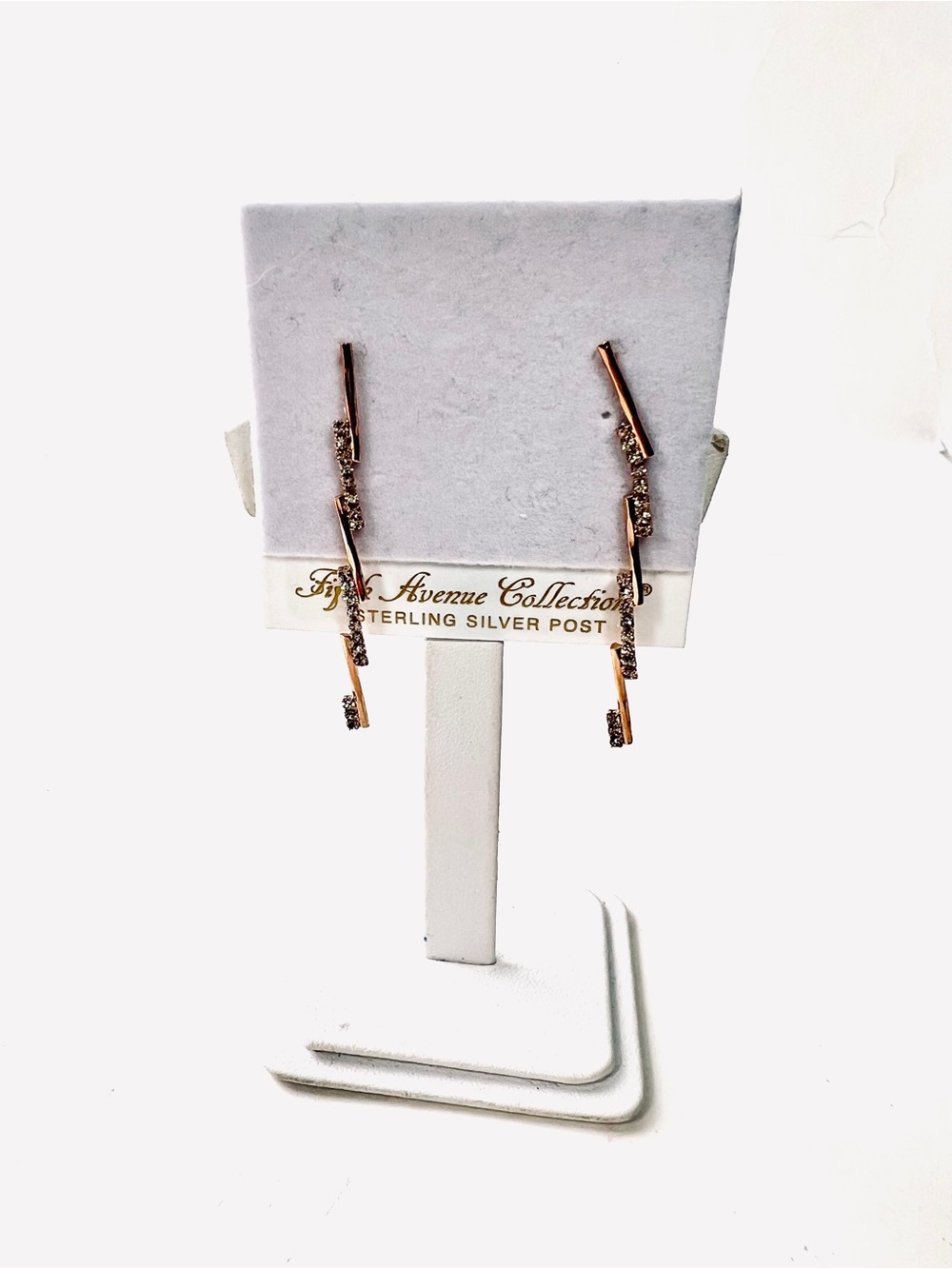 Fifth Avenue Collection Rose‎ Gold Line Drop Earrings with Swarovski Crystals